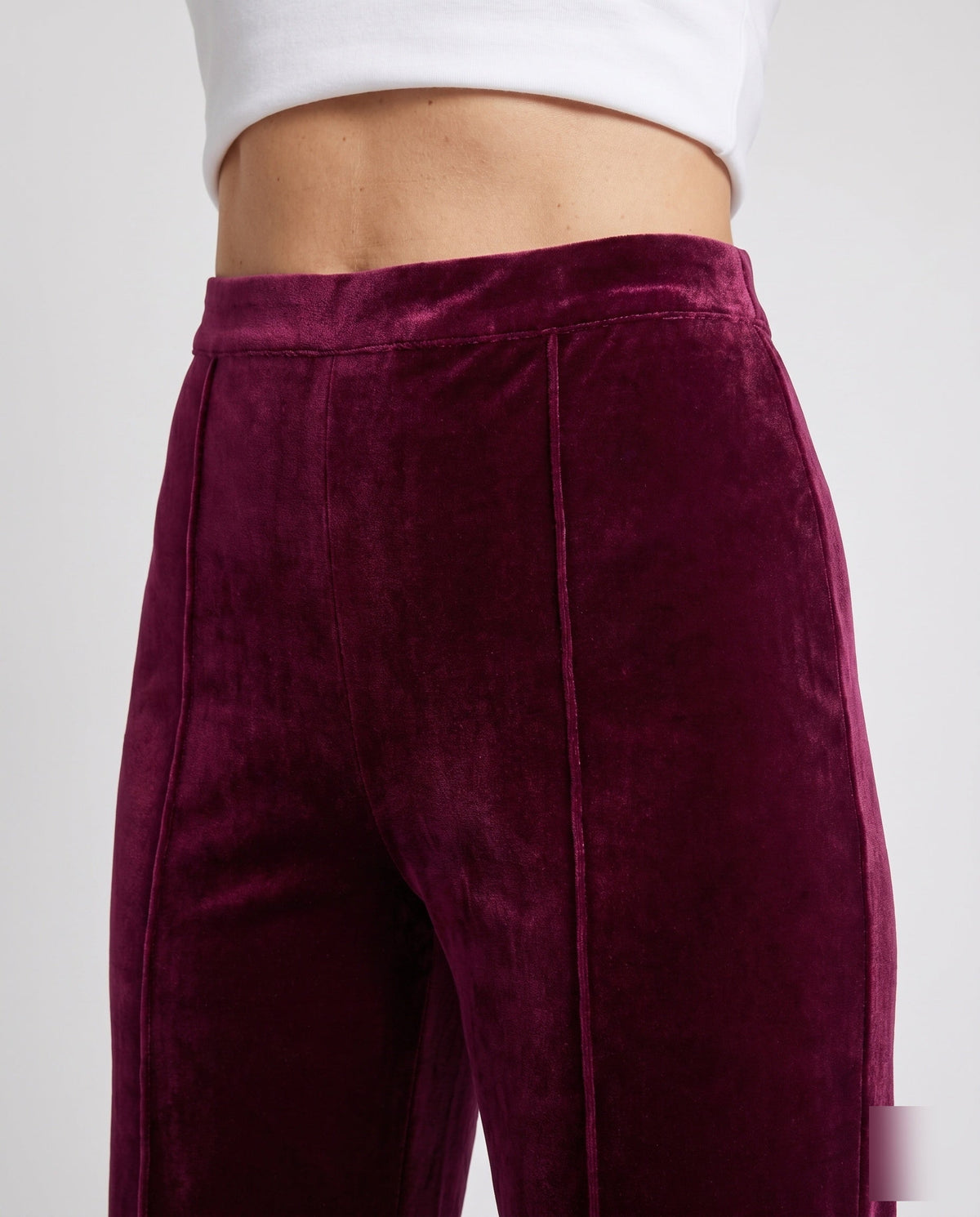 Pantalon en Velours à Taille Haute et Coupe Évasée pour Femme
