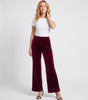 Pantalon en Velours à Taille Haute et Coupe Évasée pour Femme