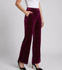 Pantalon en Velours à Taille Haute et Coupe Évasée pour Femme
