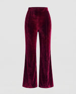 Pantalon en Velours à Taille Haute et Coupe Évasée pour Femme