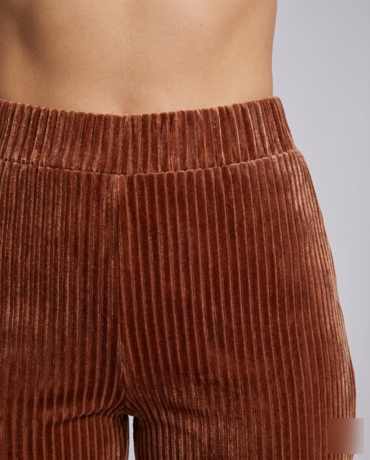 Pantalon Taille Haute en Velours Côtelé et Coupe Évasée pour Femme