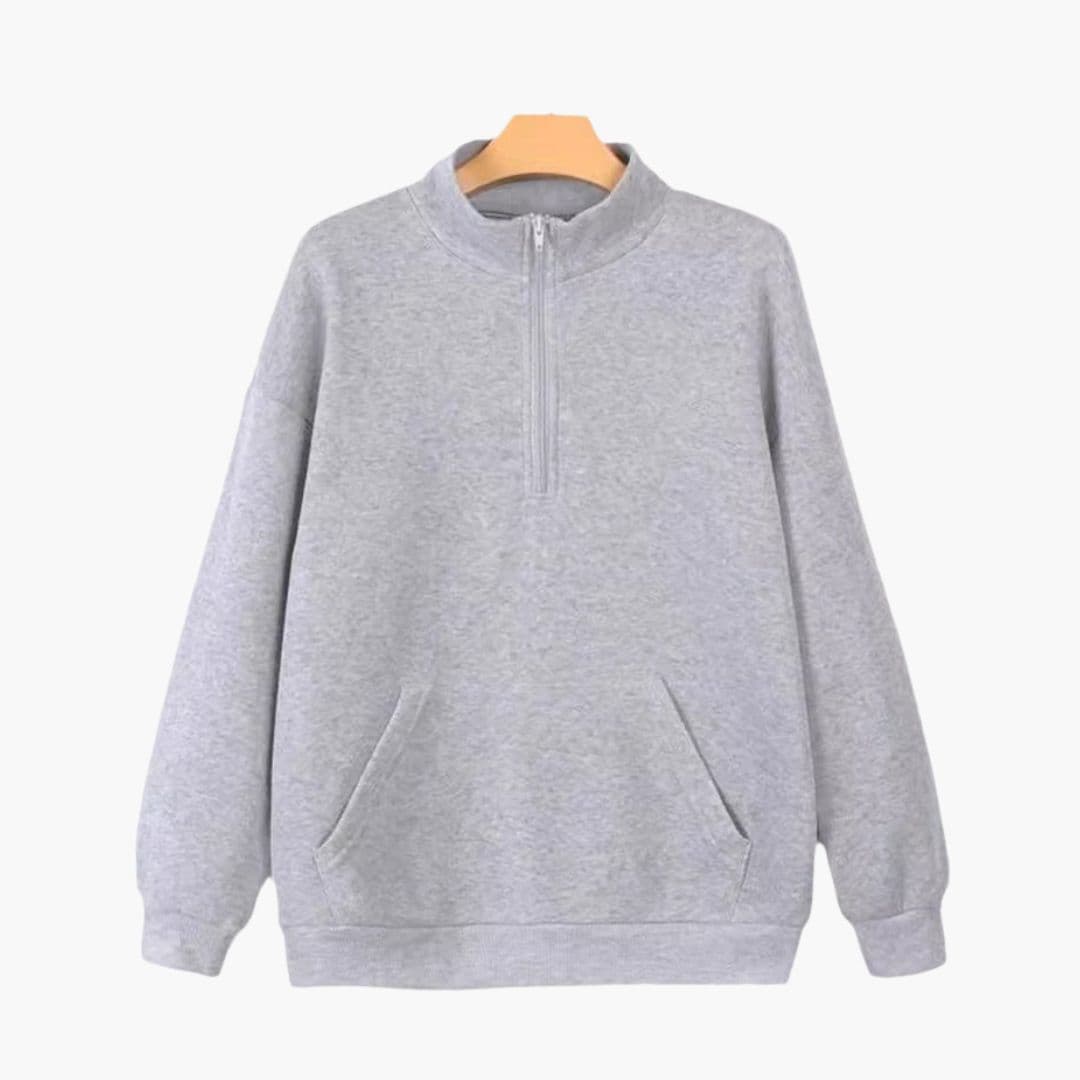 Pull Col Montant Zippé avec Poches pour Femmes