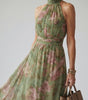 Robe Midi à Taille Cintrée et Col Halter pour Femme