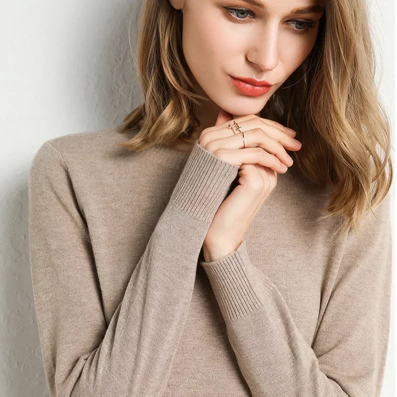 Pull Ajusté en Laine pour Femmes