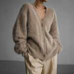 Cardigan Oversize à Col V et Manches Longues pour Femme