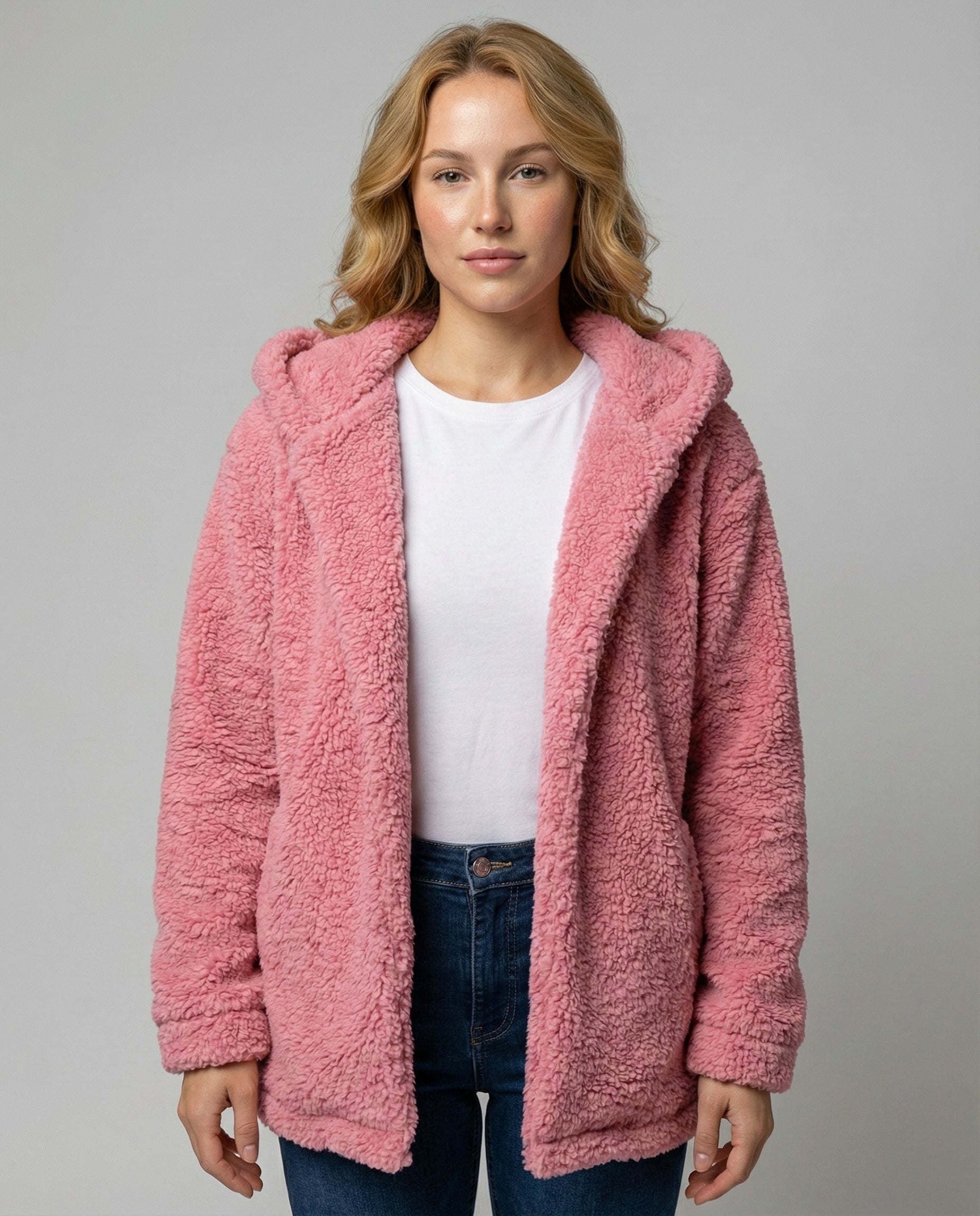 Veste Polaire Teddy à Capuche pour Femme