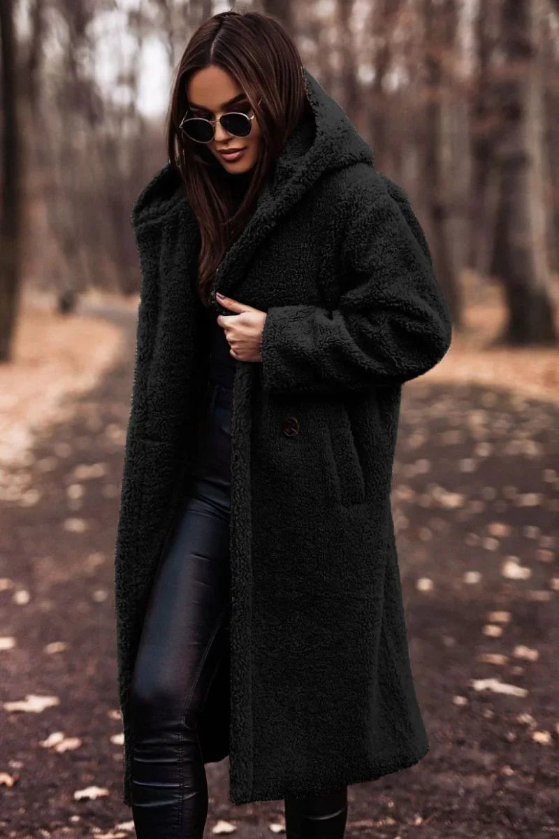 Manteau d'Hiver Long à Capuche pour Femmes