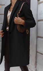 Manteau Long Casual avec Col Revers pour Femmes