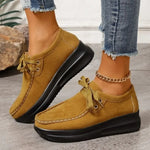 Mocassin Confort à Lacets et Semelle Plateforme en Suédine pour Femme