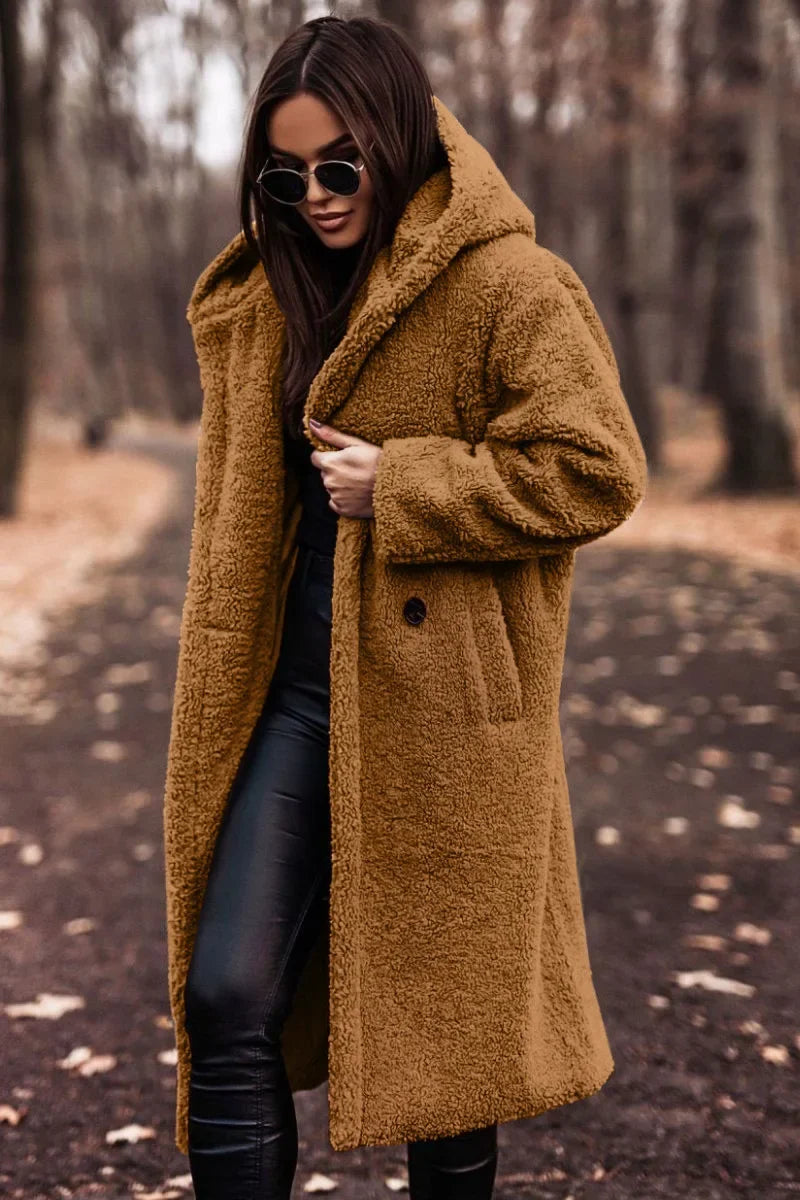 Manteau d'Hiver Long à Capuche pour Femmes