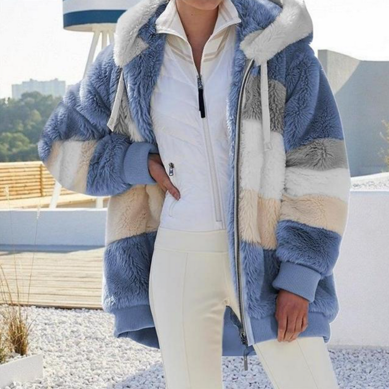 Veste en Fourrure Synthétique à Capuche pour Femmes
