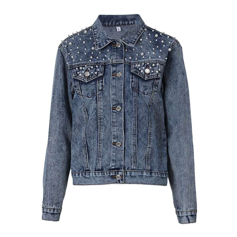 Veste en Jean Perles Stylées pour Femmes