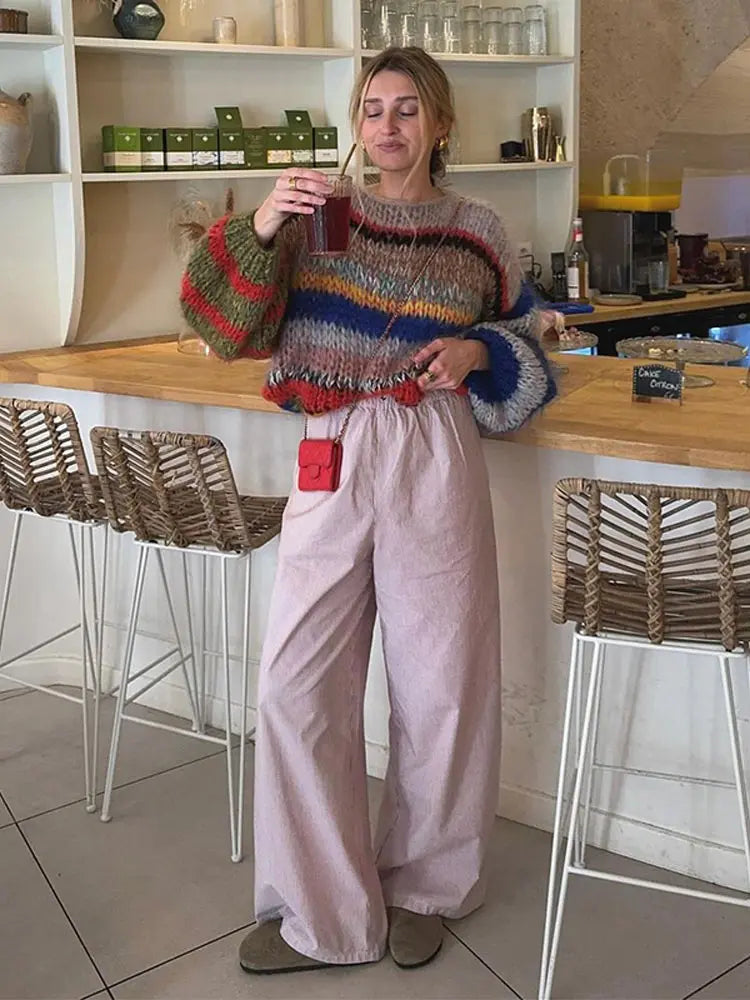 Pull Rayé Multicolore pour Femmes