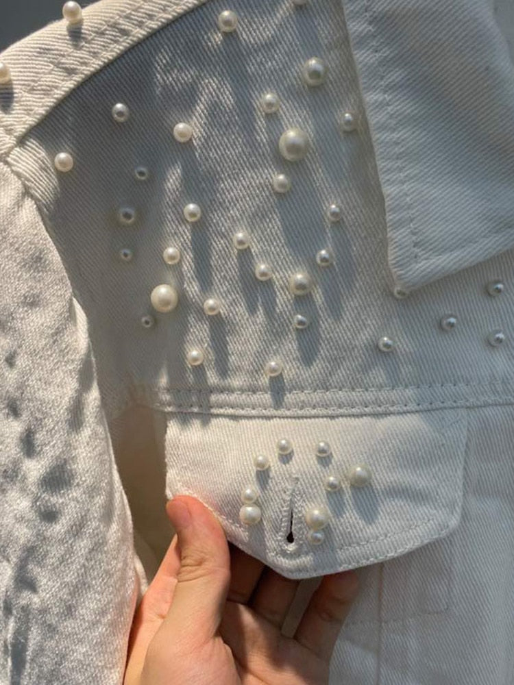 Veste en Jean Perles Stylées pour Femmes