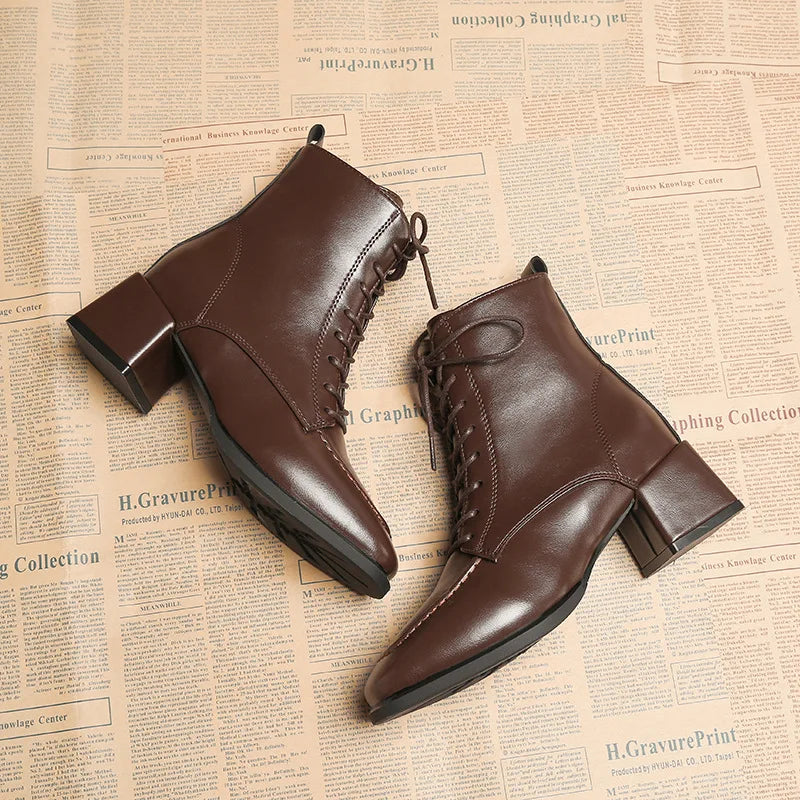 Bottes Cheville à Lacets pour Femmes