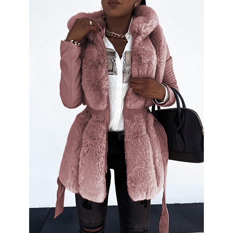 Manteau en Faux Cuir pour Femmes