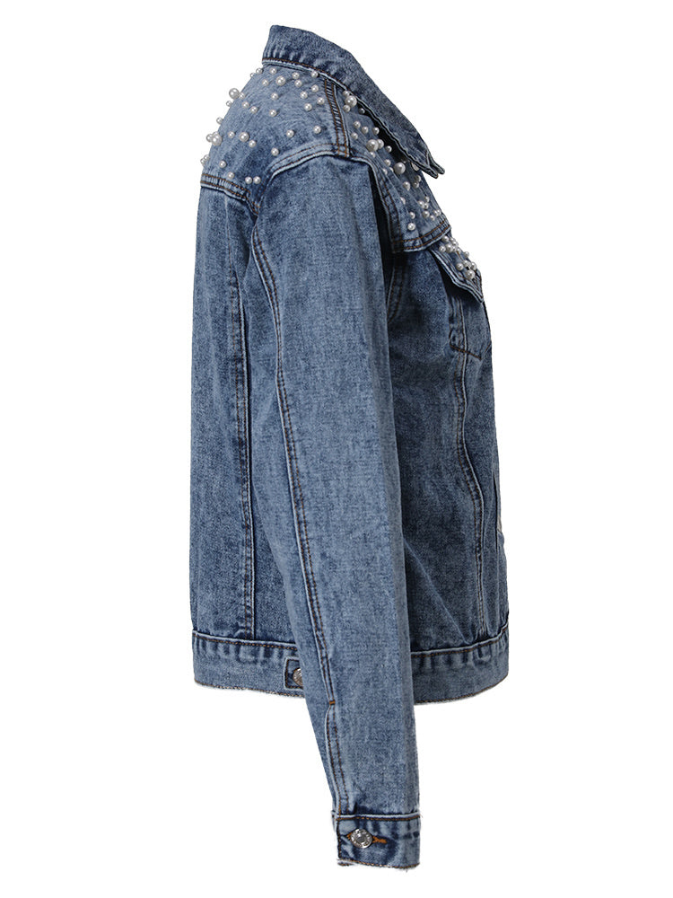 Veste en Jean Perles Stylées pour Femmes
