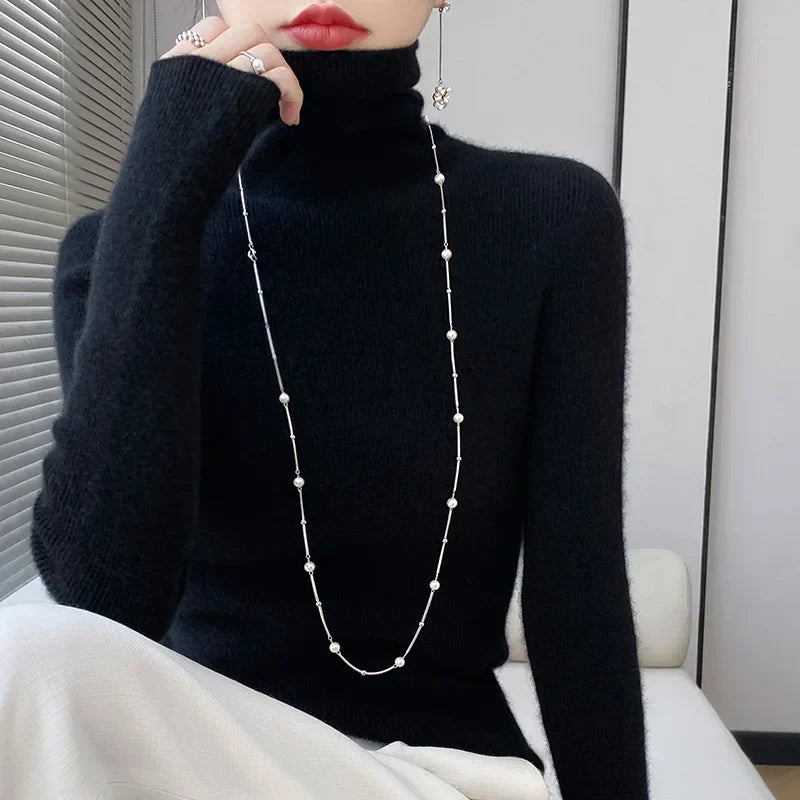 Pull à Col Roulé en Laine pour Femmes