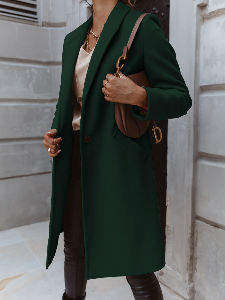 Manteau Long Casual avec Col Revers pour Femmes