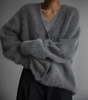 Cardigan Oversize à Col V et Manches Longues pour Femme