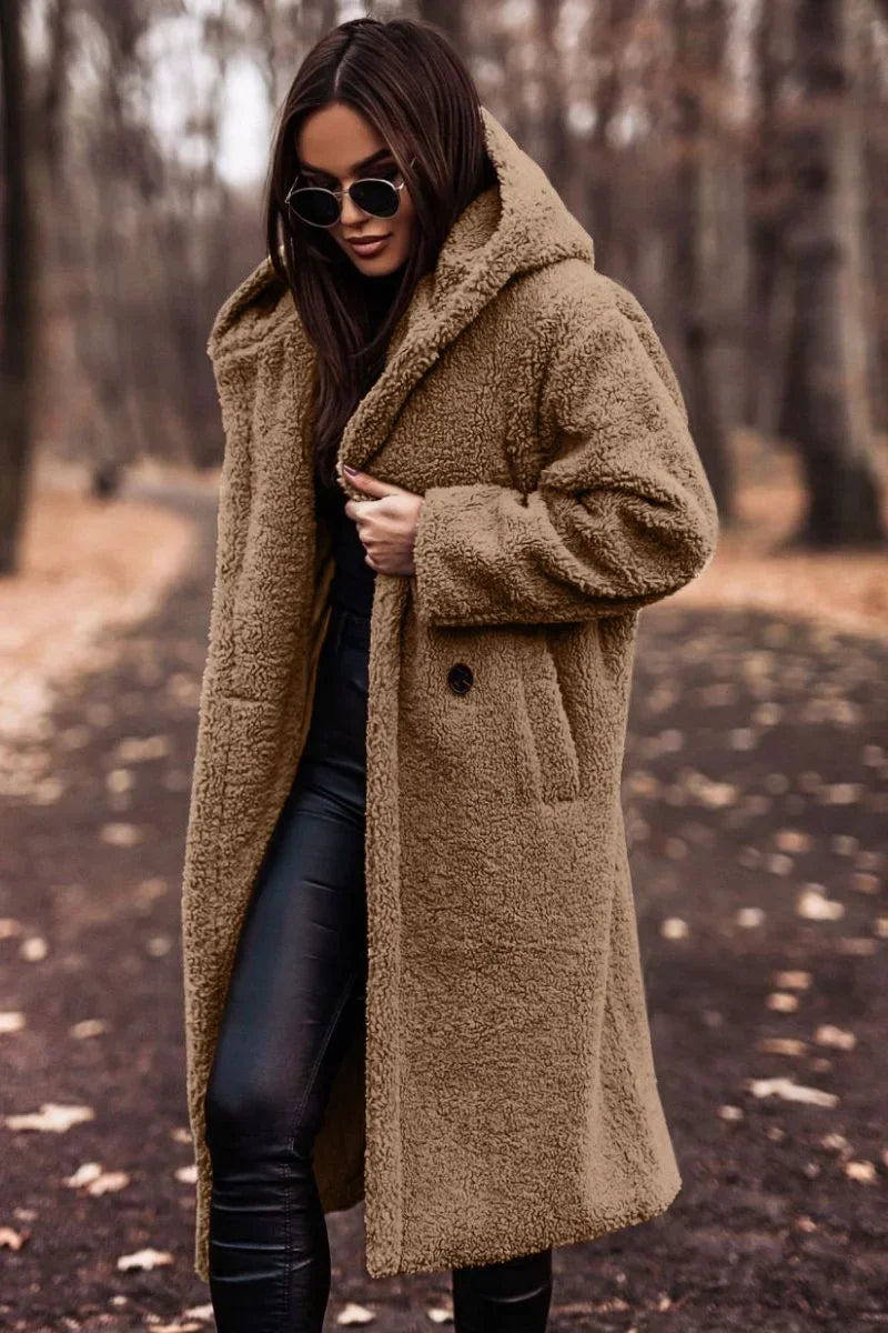 Manteau d'Hiver Long à Capuche pour Femmes