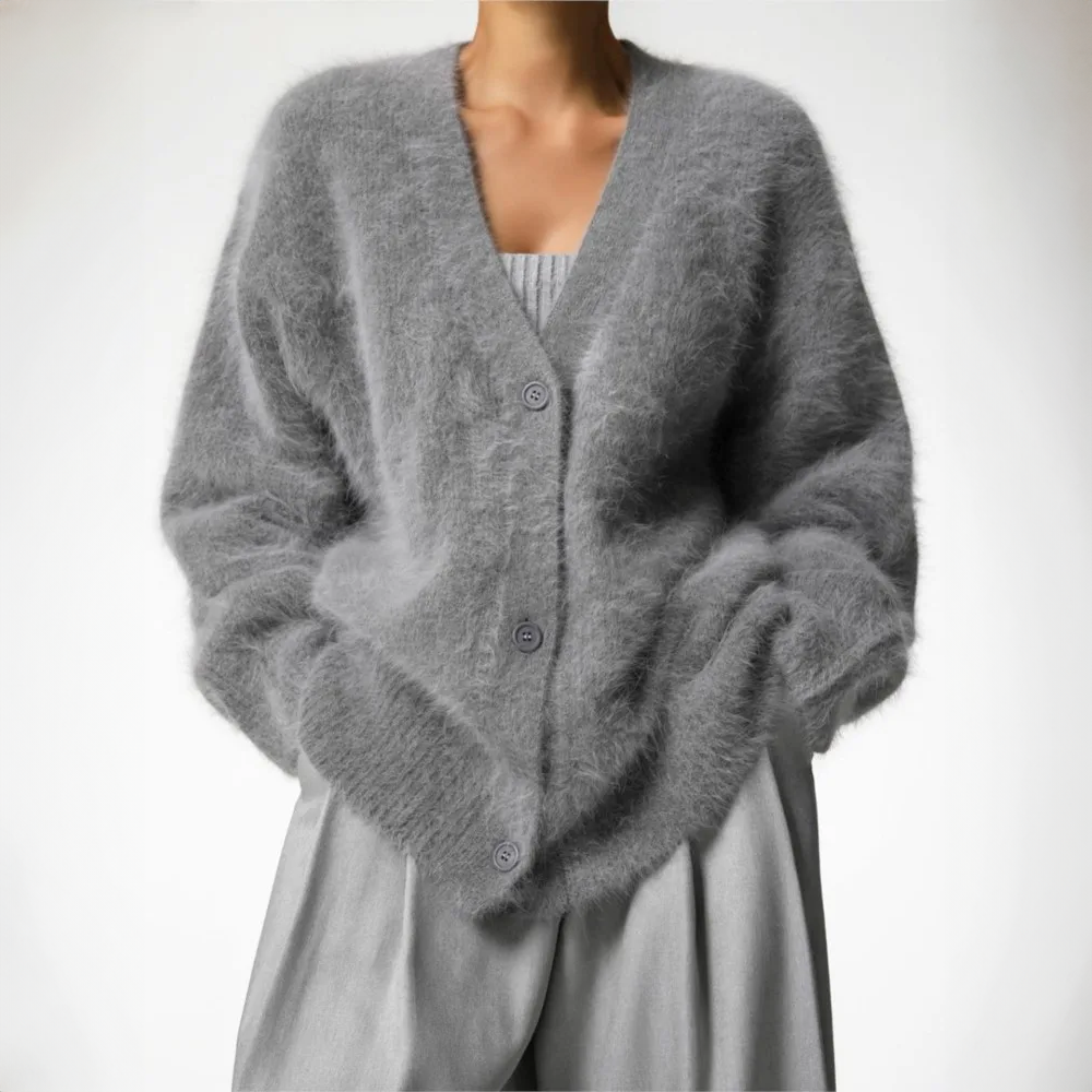 Cardigan Oversize à Col V et Manches Longues pour Femme