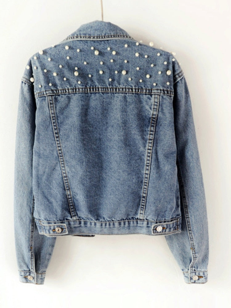 Veste en Jean Perles Stylées pour Femmes