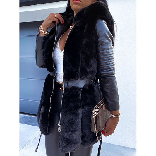 Manteau en Faux Cuir pour Femmes