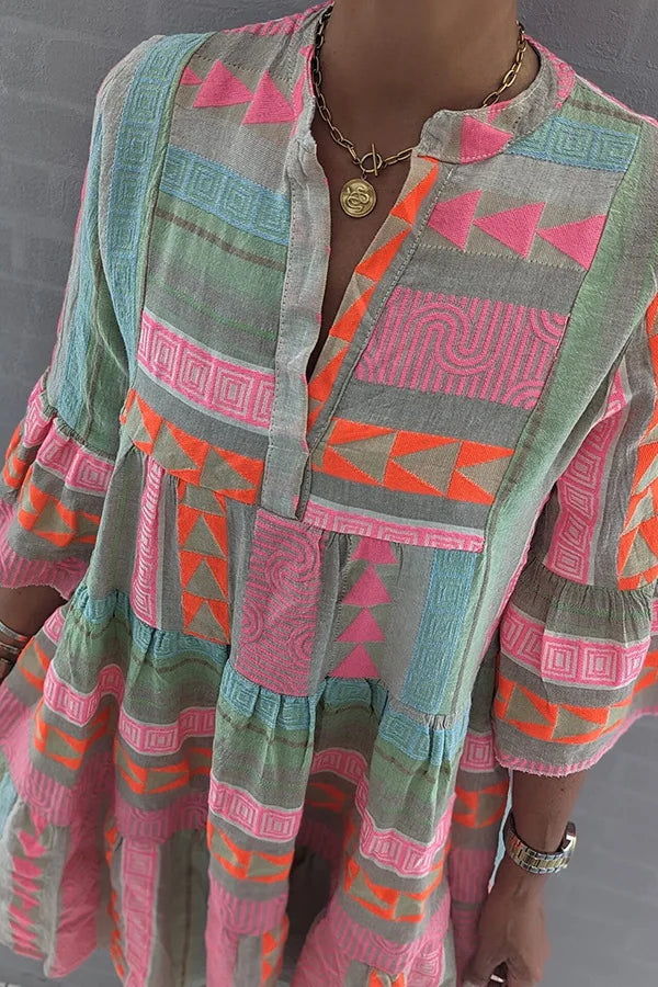 Robe mi-longue à imprimé pour femmes