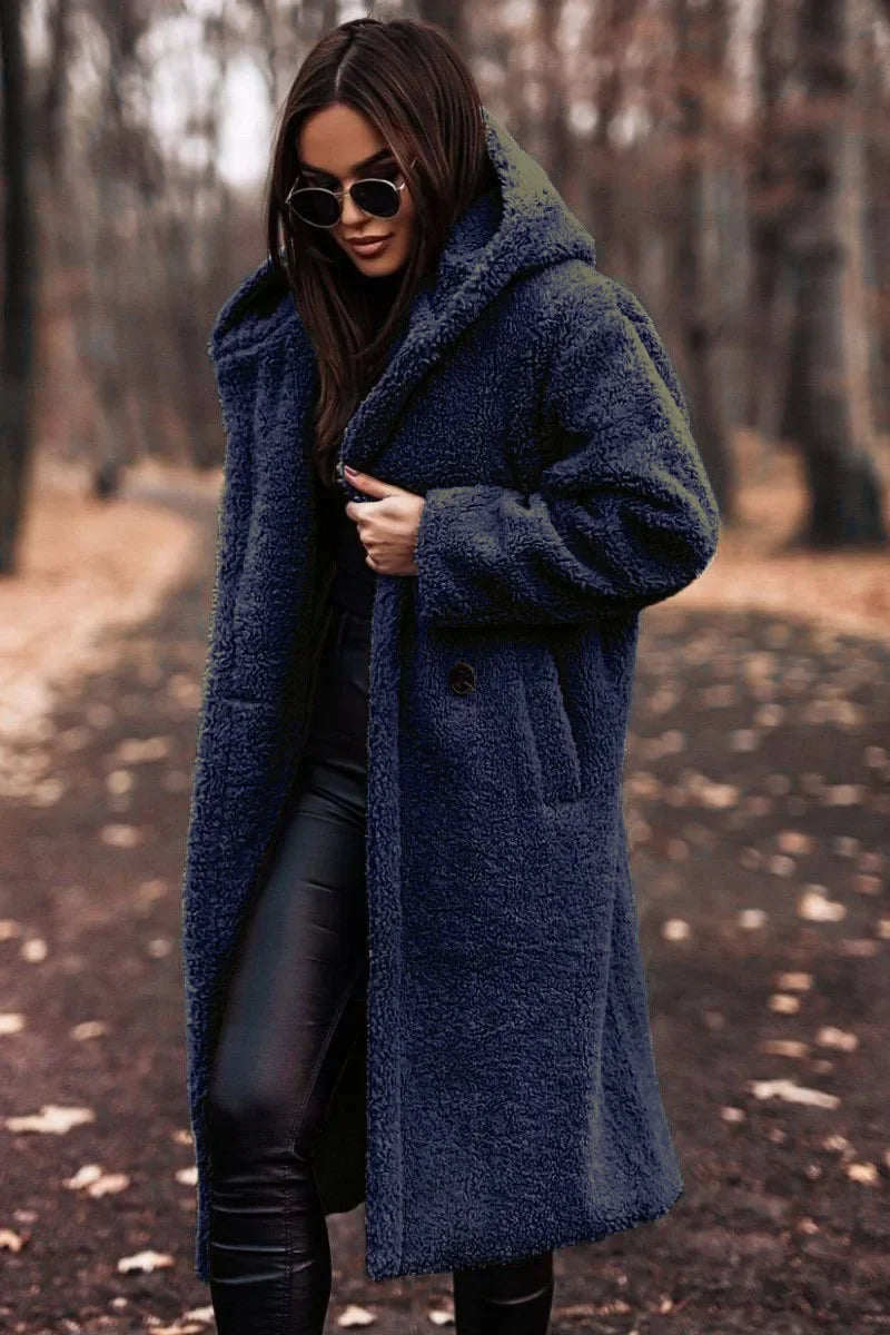 Manteau d'Hiver Long à Capuche pour Femmes