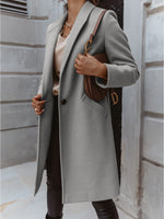 Manteau Long Casual avec Col Revers pour Femmes
