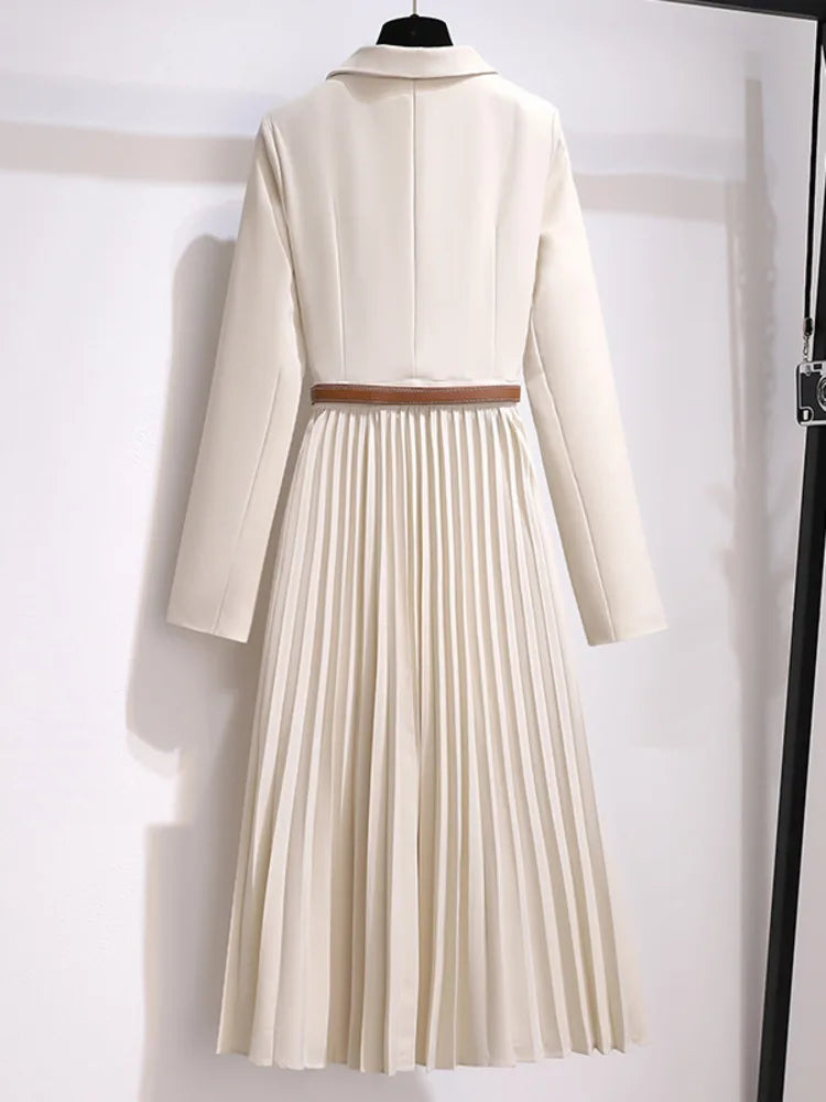 Robe Midi A-Line Plissée pour Femmes