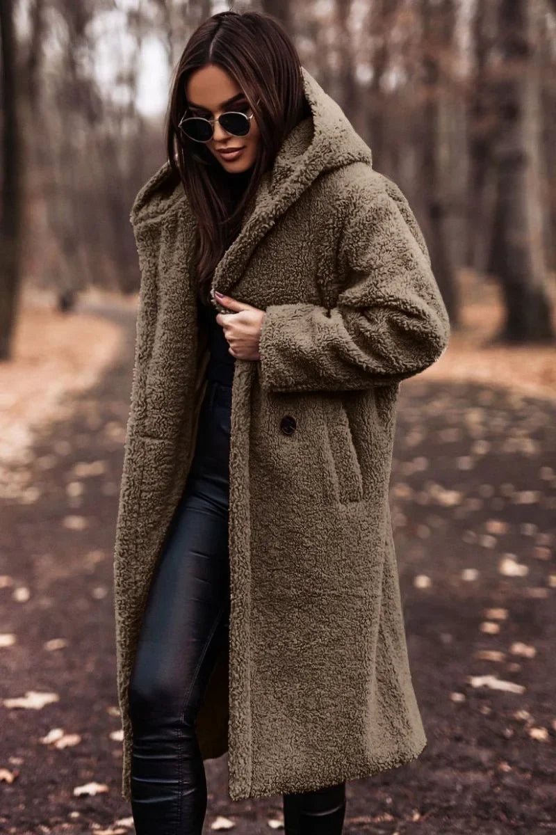 Manteau d'Hiver Long à Capuche pour Femmes