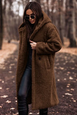 Manteau d'Hiver Long à Capuche pour Femmes