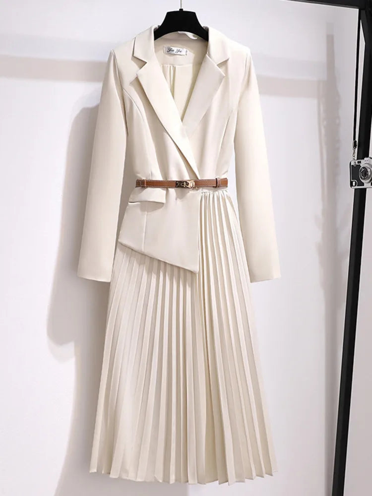 Robe Midi A-Line Plissée pour Femmes