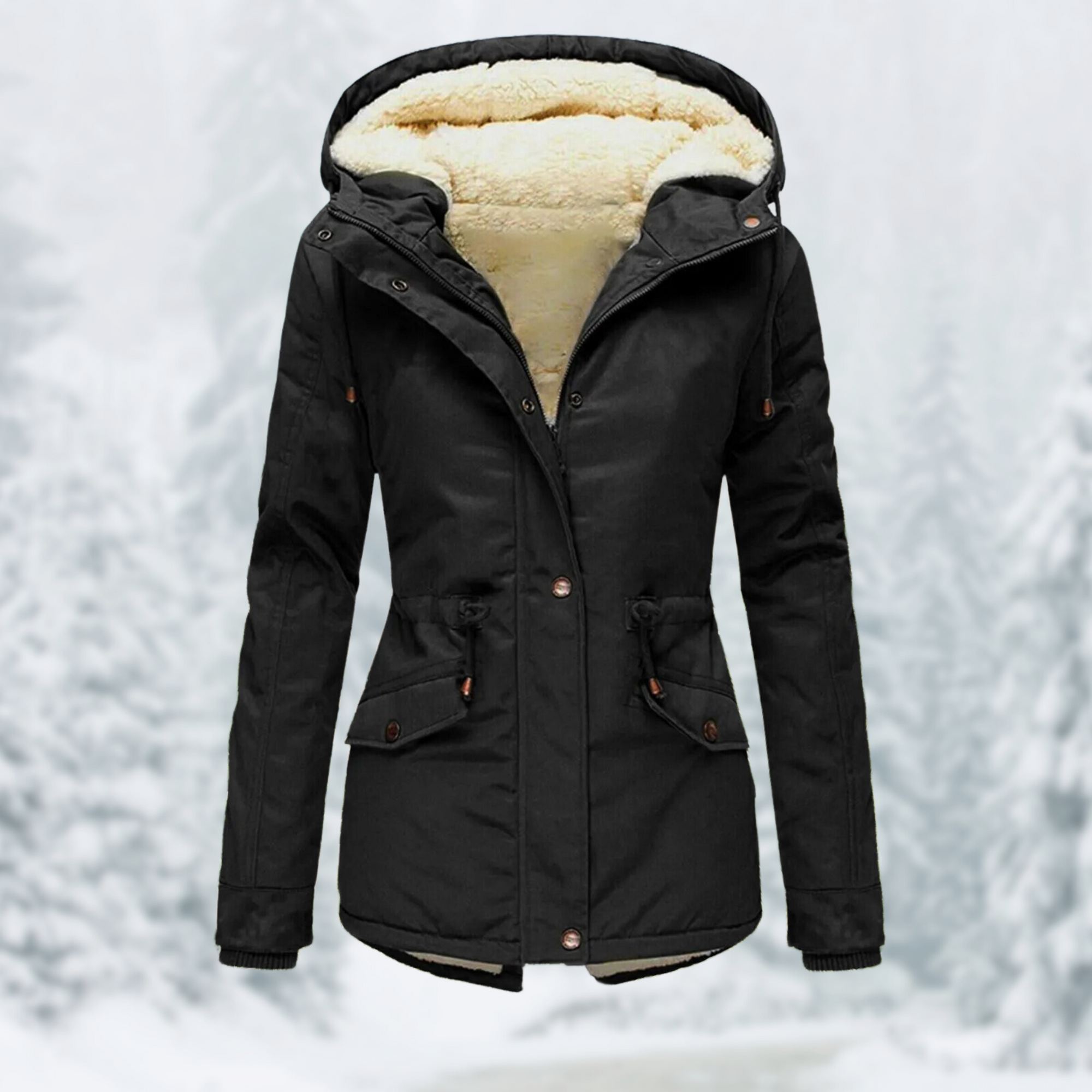 Manteau à Capuche avec Cordon de Serrage pour Femmes