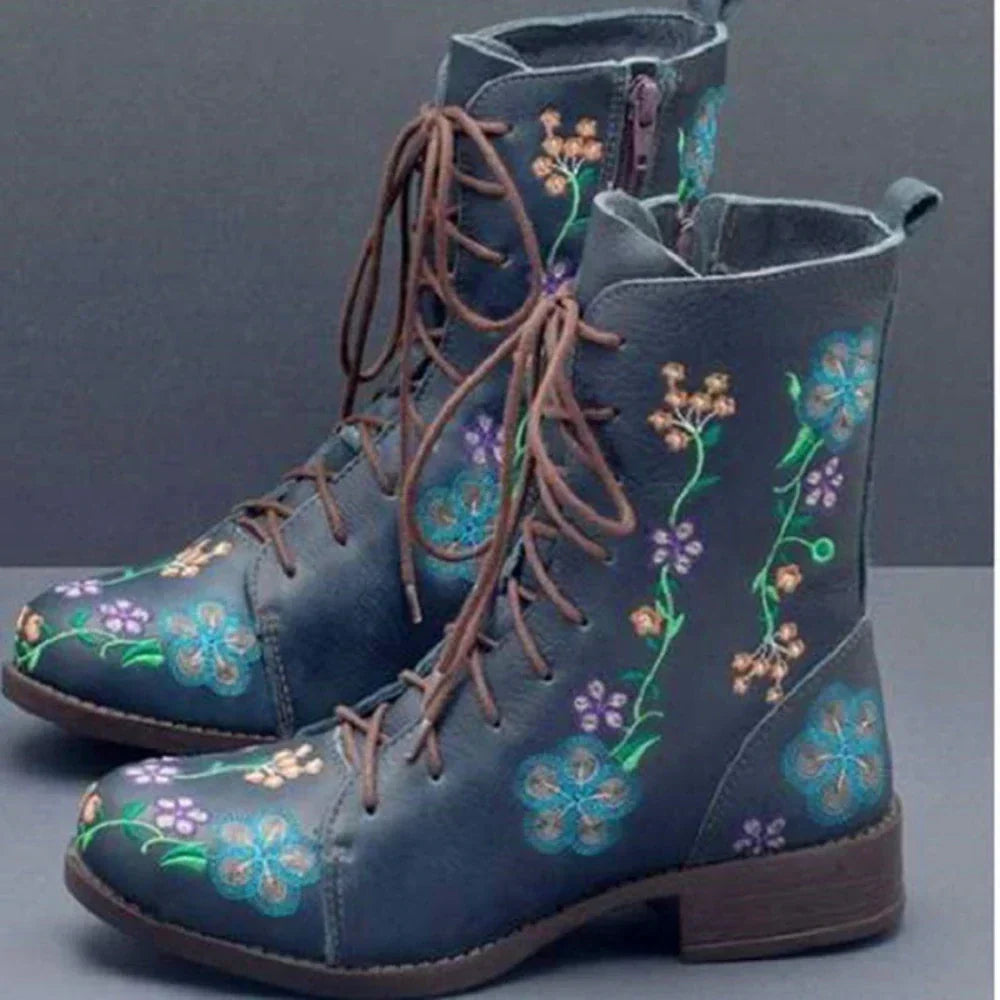 Bottes Brodées Rétro pour Femmes