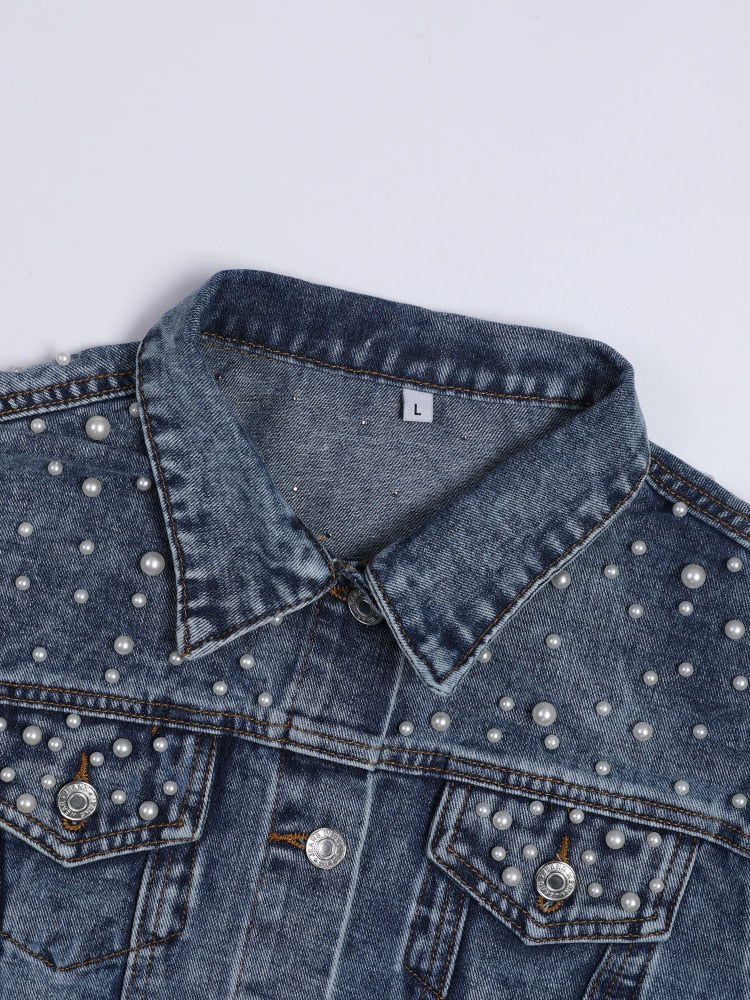 Veste en Jean Perles Stylées pour Femmes