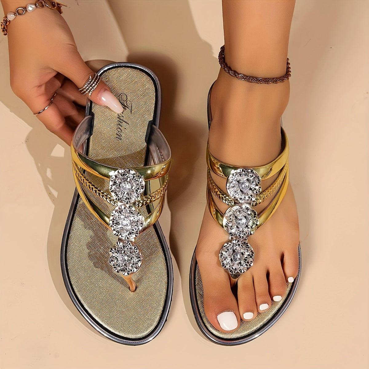 Sandales Élégantes avec Strass pour Femmes