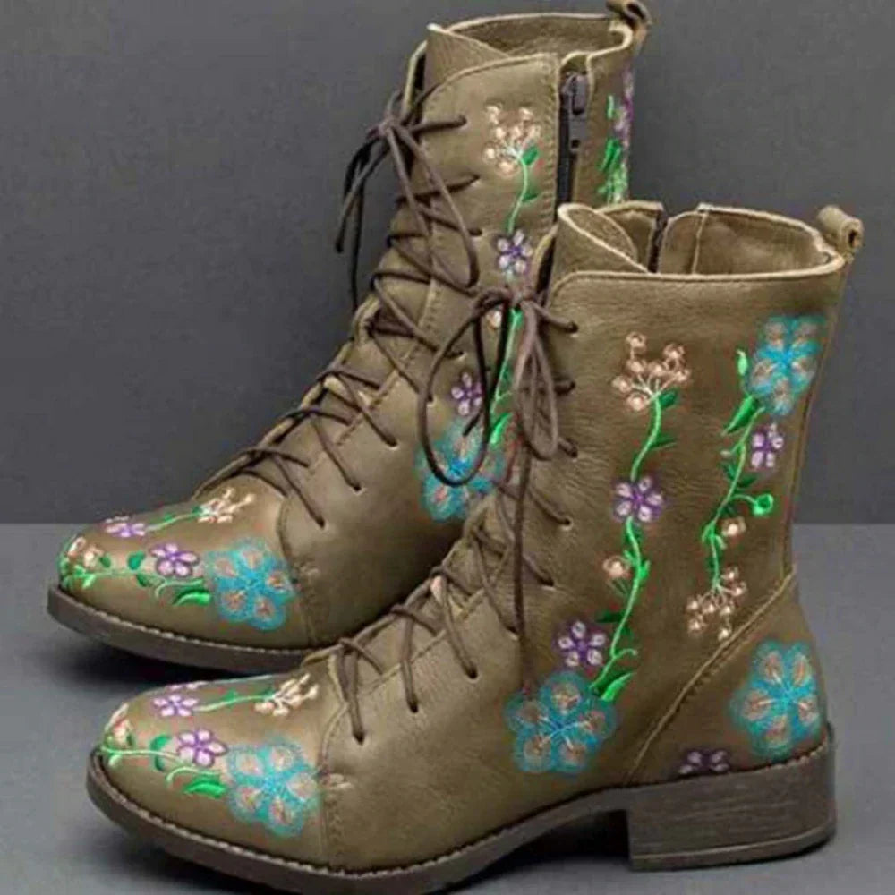 Bottes Brodées Rétro pour Femmes