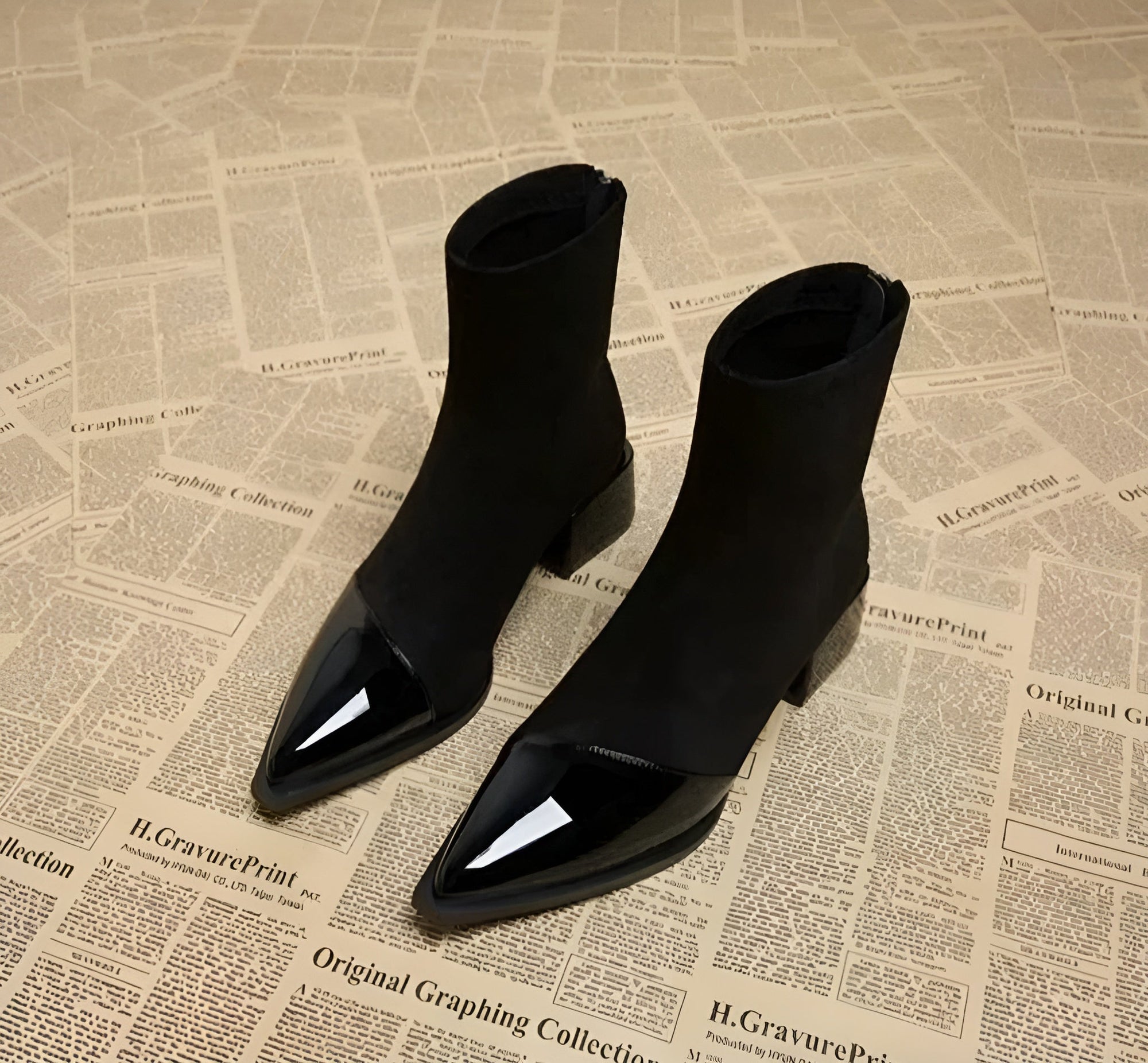 Bottine Pointue à Talon en Daim pour Femme