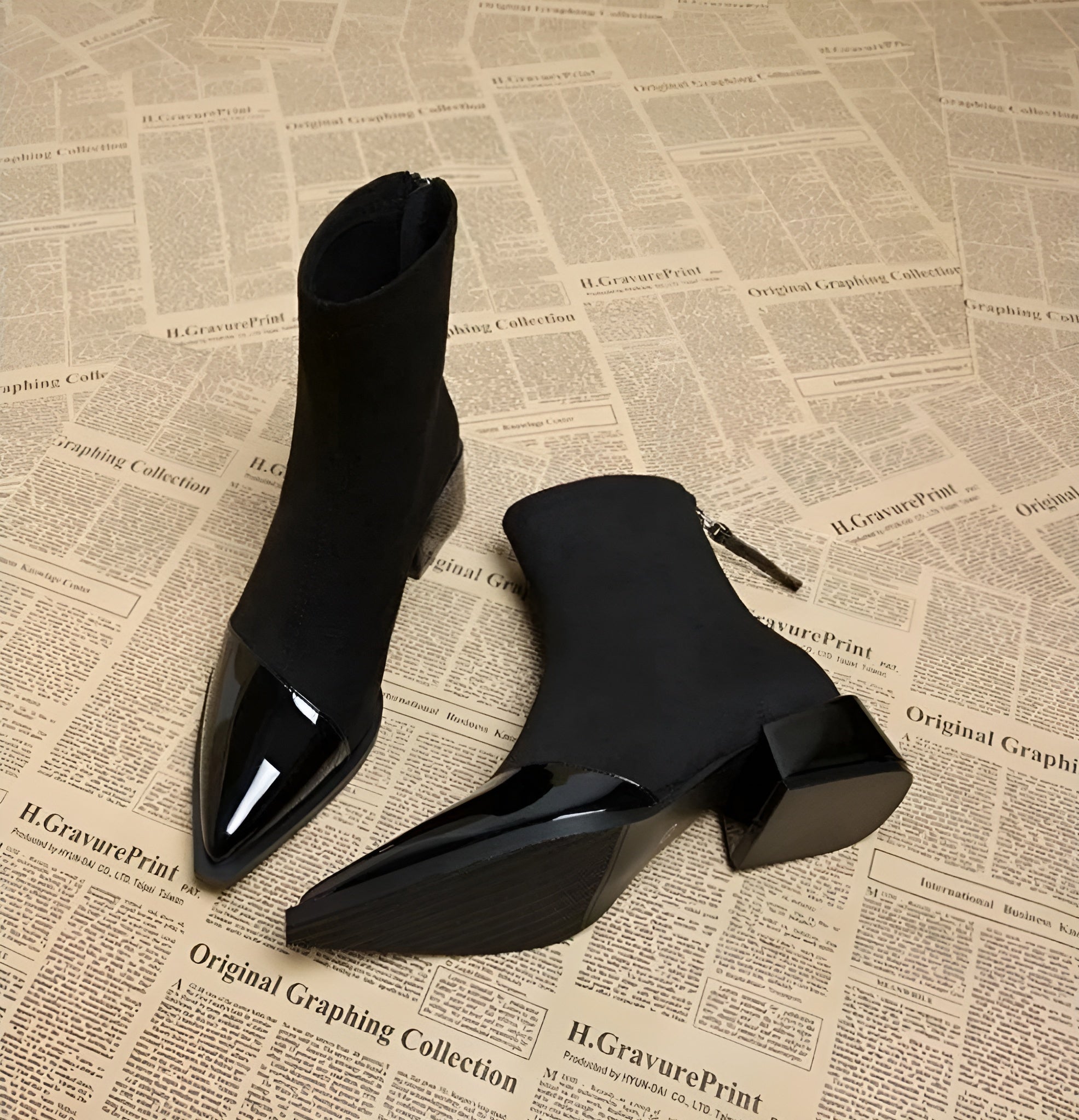 Bottine Pointue à Talon en Daim pour Femme