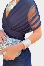 Robe Élégante Vert Foncé Col V Profond