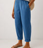 Pantalon à Jambe Large Taille Élastique en Lin pour Femme