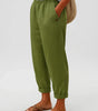 Pantalon à Jambe Large Taille Élastique en Lin pour Femme