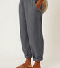 Pantalon à Jambe Large Taille Élastique en Lin pour Femme