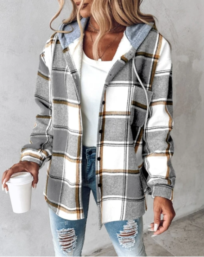 Veste à Capuche Carreaux Tendance pour Femmes