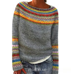 Pull Oversize Jacquard à Col Rond et Manches Longues pour Femme