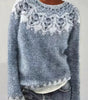 Pull Oversize Jacquard à Col Rond et Manches Longues pour Femme