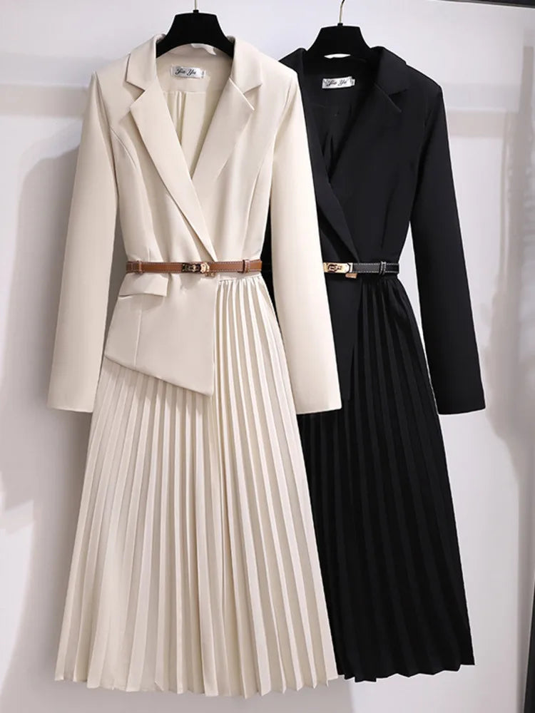Robe Midi A-Line Plissée pour Femmes